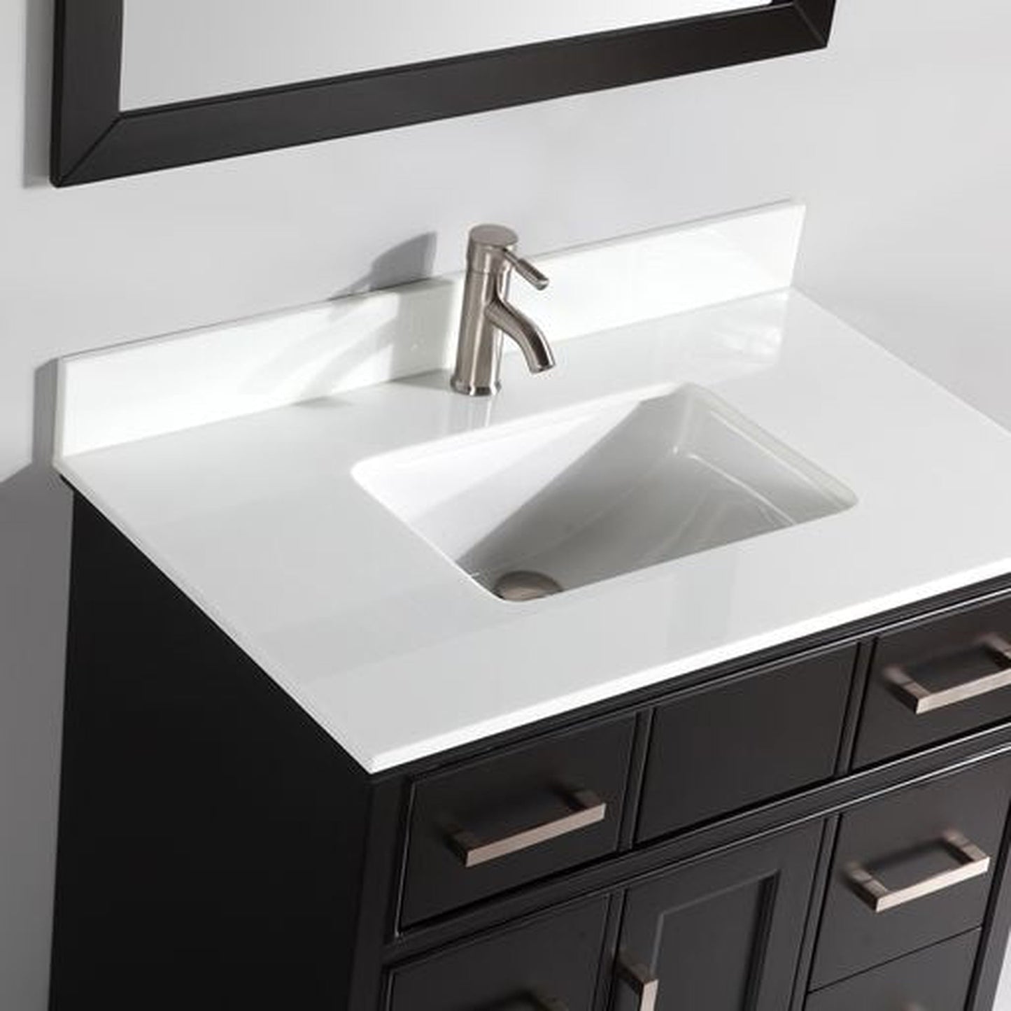 Vanity Art Genoa 36" Single Espresso Freestanding Modern Bathroom Vanity Set With Super White Engineered Marble Top, White Ceramic Sink, Backsplash and Mirror