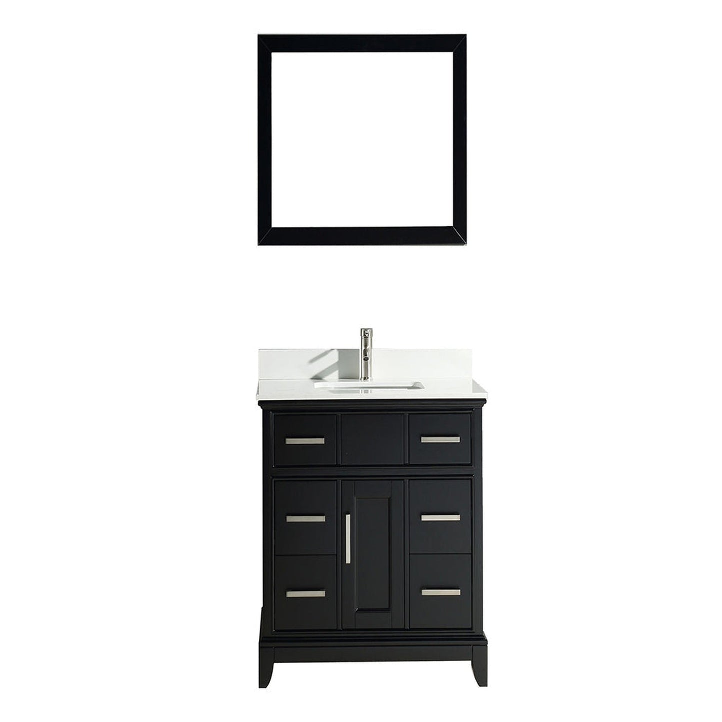 Vanity Art Genoa 36" Single Espresso Freestanding Modern Bathroom Vanity Set With Super White Engineered Marble Top, White Ceramic Sink, Backsplash and Mirror