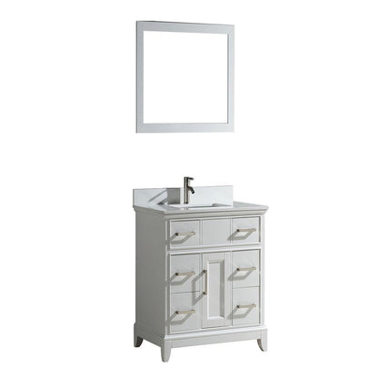 Vanity Art Genoa 36" Single White Freestanding Modern Bathroom Vanity Set With Super White Engineered Marble Top, White Ceramic Sink, Backsplash and Mirror