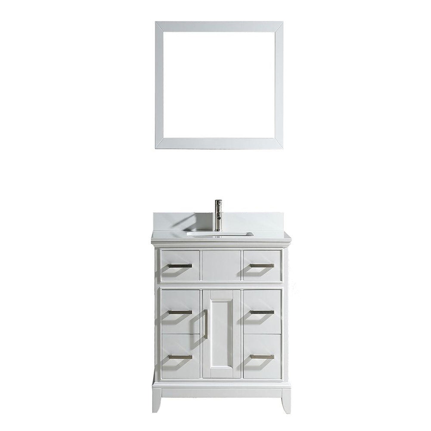 Vanity Art Genoa 36" Single White Freestanding Modern Bathroom Vanity Set With Super White Engineered Marble Top, White Ceramic Sink, Backsplash and Mirror