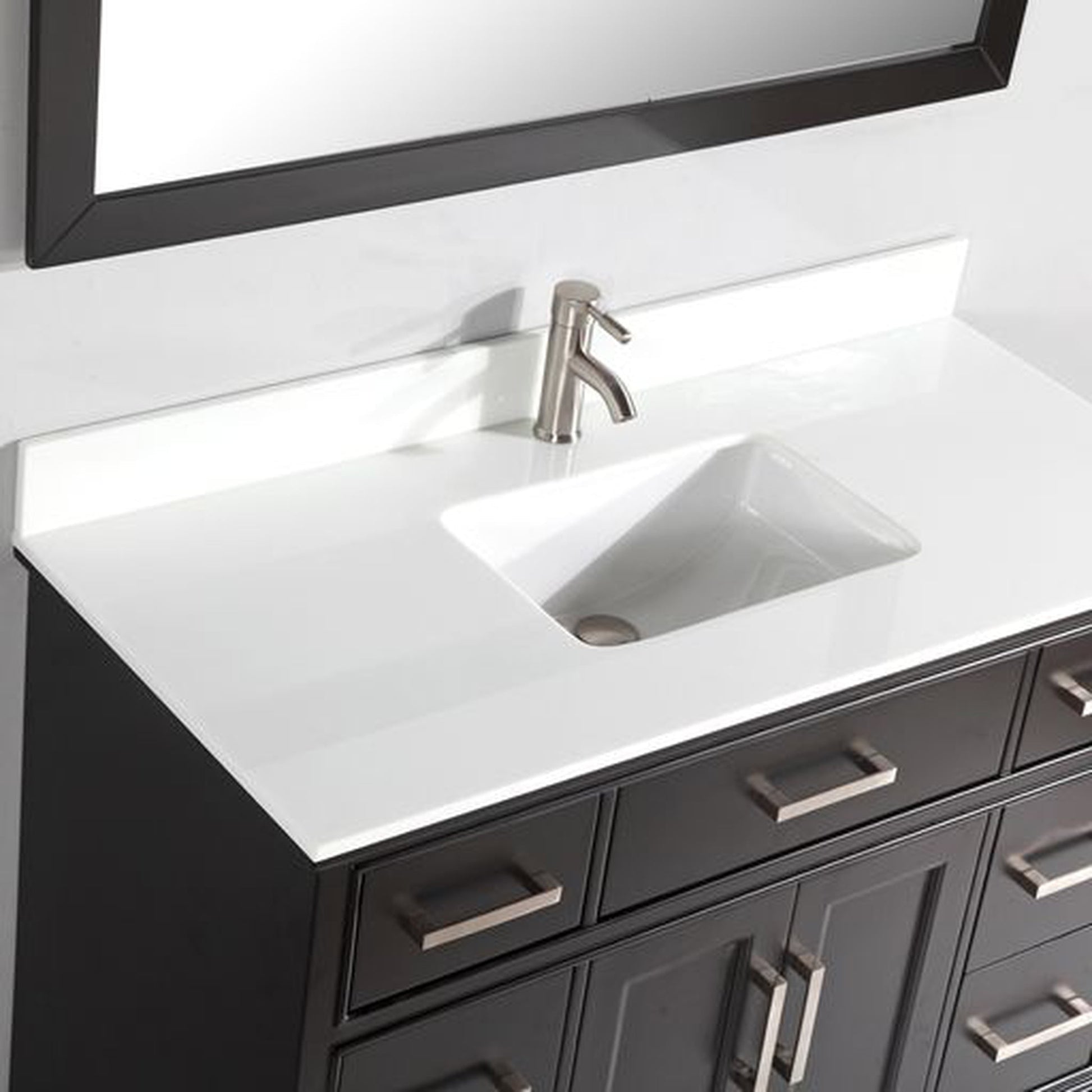 Vanity Art Genoa 48" Single Espresso Freestanding Modern Bathroom Vanity Set With Super White Engineered Marble Top, White Ceramic Sink, Backsplash and Mirror