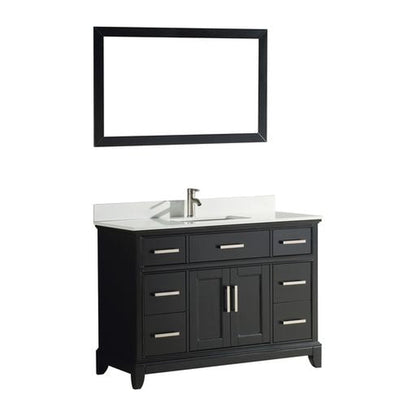 Vanity Art Genoa 48" Single Espresso Freestanding Modern Bathroom Vanity Set With Super White Engineered Marble Top, White Ceramic Sink, Backsplash and Mirror