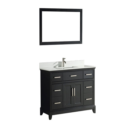 Vanity Art Genoa 48" Single Espresso Freestanding Modern Bathroom Vanity Set With Super White Engineered Marble Top, White Ceramic Sink, Backsplash and Mirror