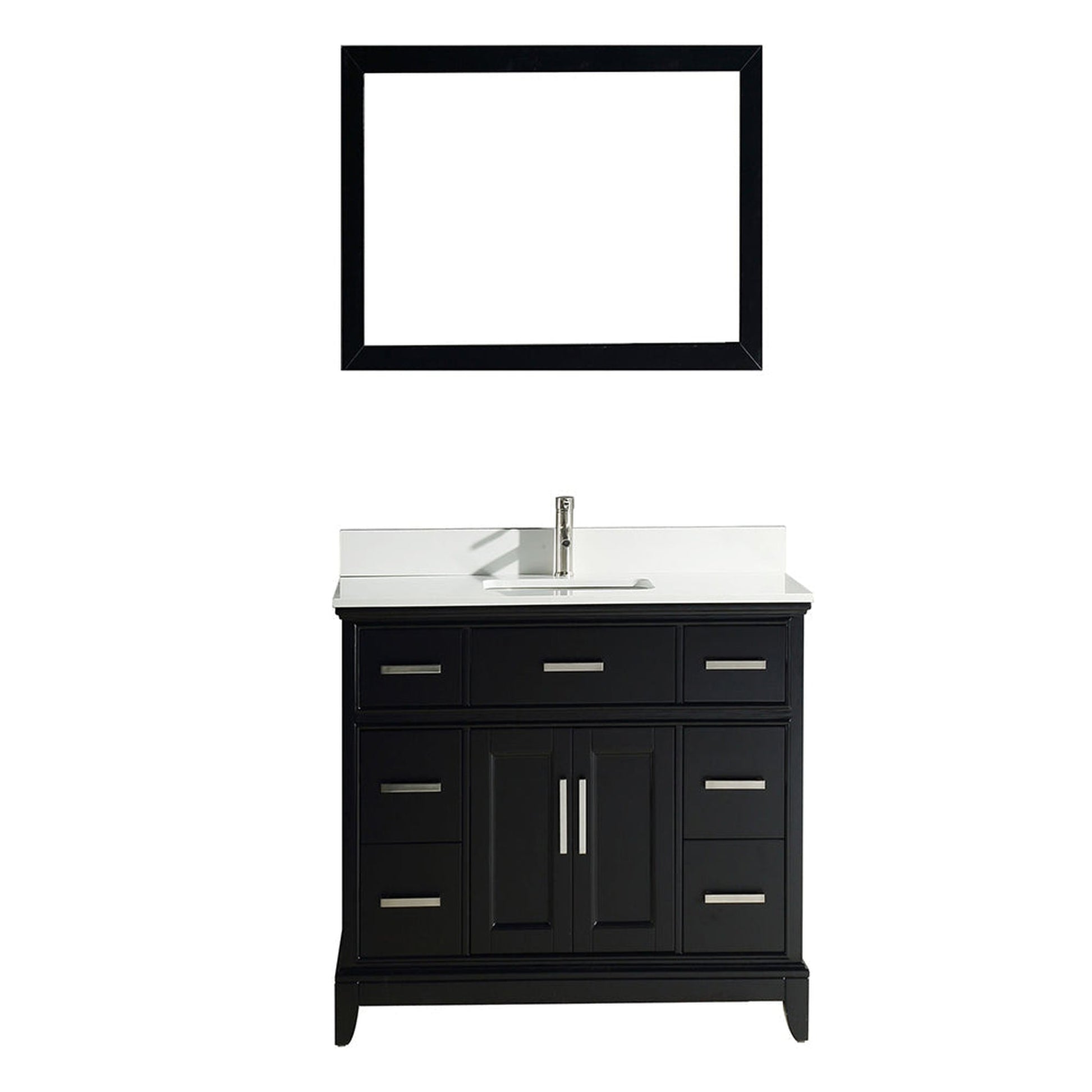 Vanity Art Genoa 48" Single Espresso Freestanding Modern Bathroom Vanity Set With Super White Engineered Marble Top, White Ceramic Sink, Backsplash and Mirror