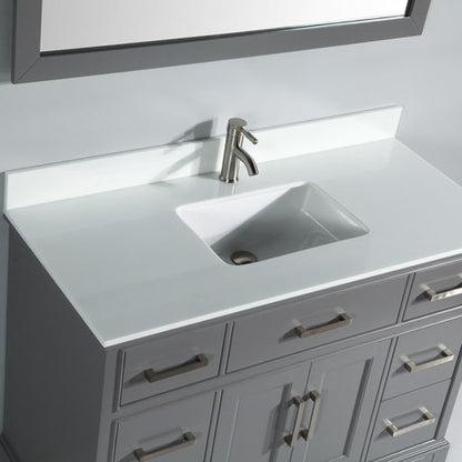 Vanity Art Genoa 48" Single Gray Freestanding Modern Bathroom Vanity Set With Super White Engineered Marble Top, White Ceramic Sink, Backsplash and Mirror