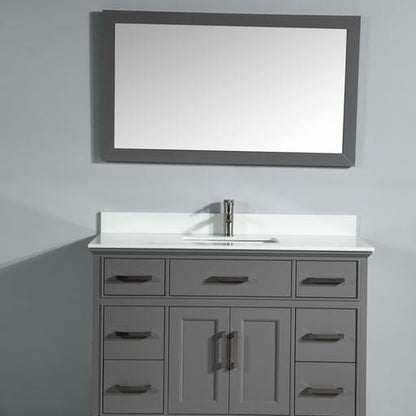 Vanity Art Genoa 48" Single Gray Freestanding Modern Bathroom Vanity Set With Super White Engineered Marble Top, White Ceramic Sink, Backsplash and Mirror