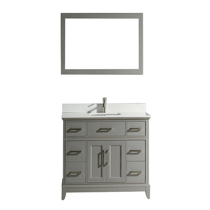 Vanity Art Genoa 48" Single Gray Freestanding Modern Bathroom Vanity Set With Super White Engineered Marble Top, White Ceramic Sink, Backsplash and Mirror