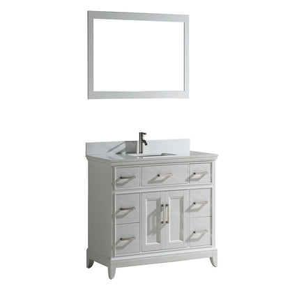 Vanity Art Genoa 48" Single White Freestanding Modern Bathroom Vanity Set With Super White Engineered Marble Top, White Ceramic Sink, Backsplash and Mirror