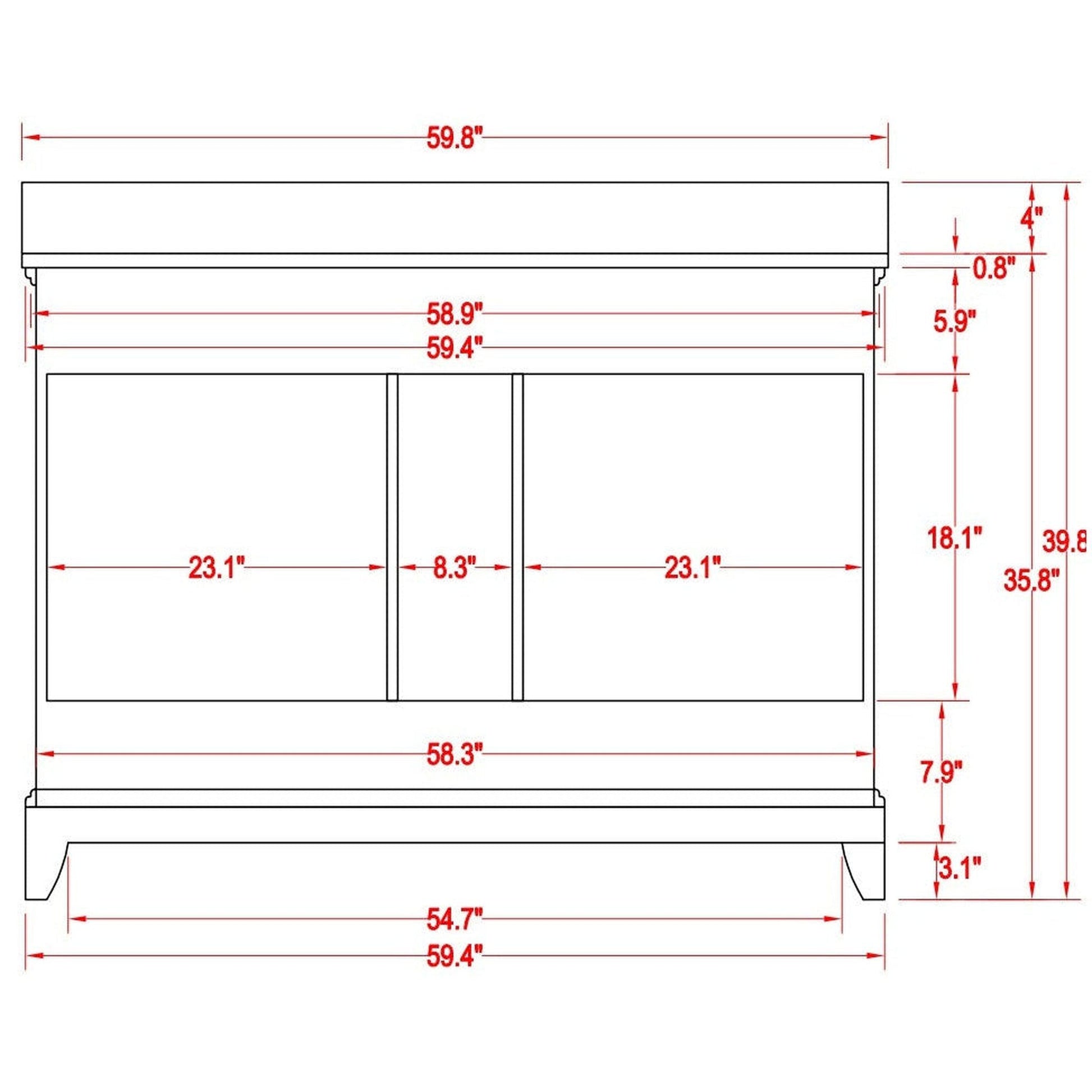 Vanity Art Genoa 60" Double Espresso Freestanding Modern Bathroom Vanity Set With Super White Engineered Marble Top, White Ceramic Sink, Backsplash and Mirror