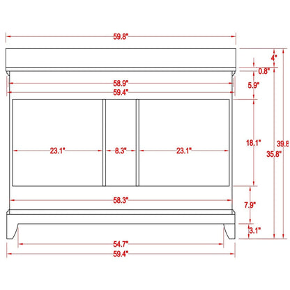 Vanity Art Genoa 60" Double Espresso Freestanding Modern Bathroom Vanity Set With Super White Engineered Marble Top, White Ceramic Sink, Backsplash and Mirror