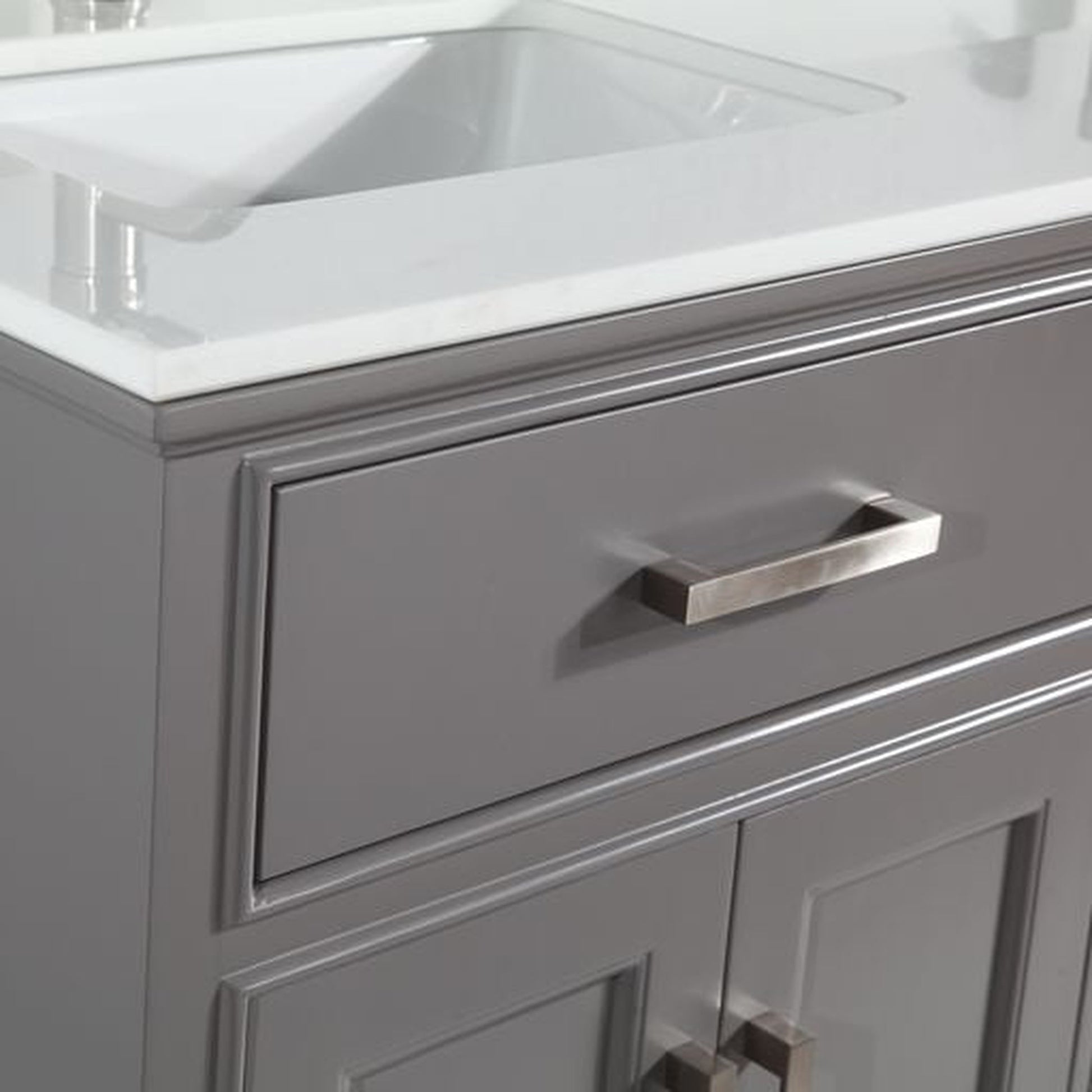Vanity Art Genoa 60" Double Gray Freestanding Modern Bathroom Vanity Set With Super White Engineered Marble Top, White Ceramic Sink, Backsplash and Mirror
