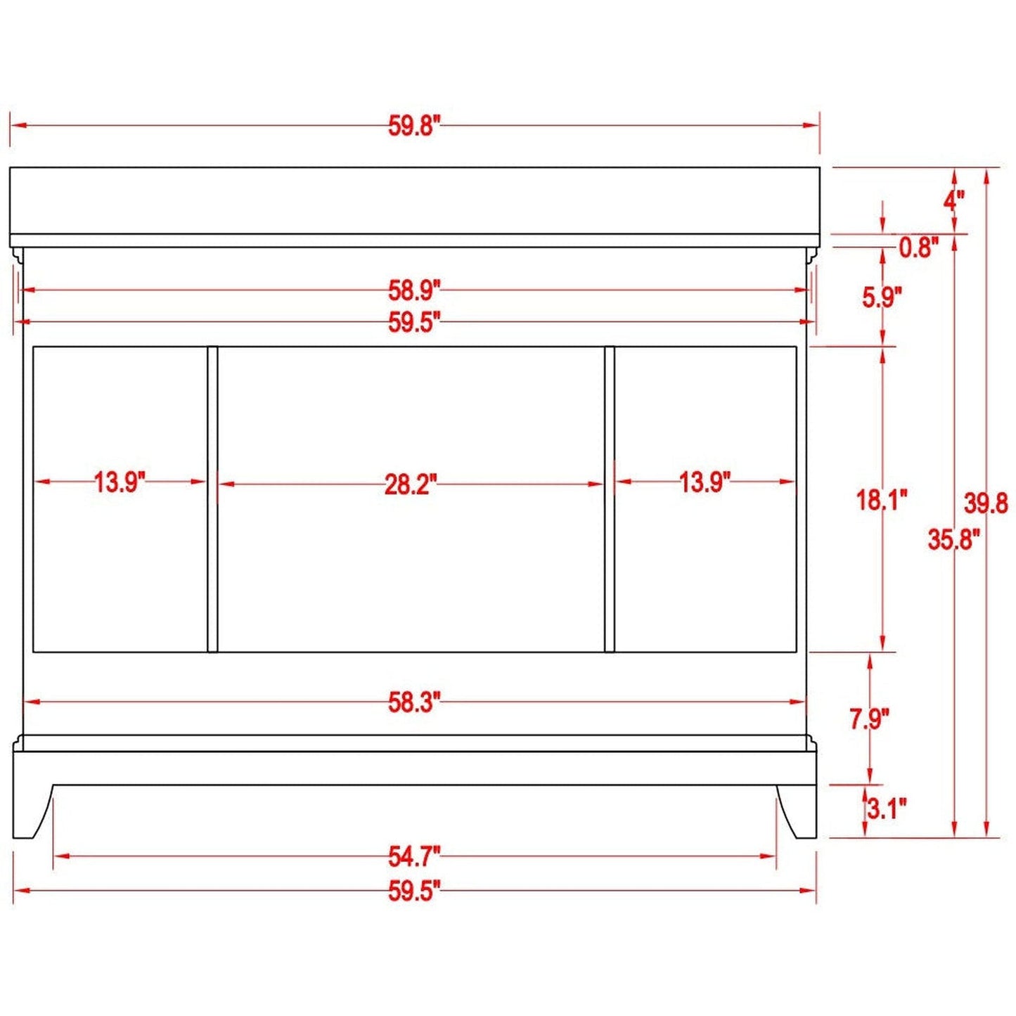 Vanity Art Genoa 60" Single Espresso Freestanding Modern Bathroom Vanity Set With Super White Engineered Marble Top, White Ceramic Sink, Backsplash and Mirror