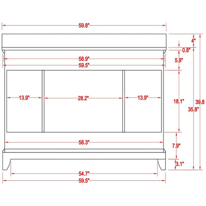 Vanity Art Genoa 60" Single Espresso Freestanding Modern Bathroom Vanity Set With Super White Engineered Marble Top, White Ceramic Sink, Backsplash and Mirror