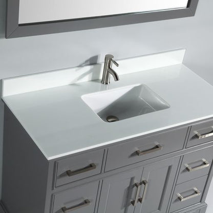 Vanity Art Genoa 60" Single Gray Freestanding Modern Bathroom Vanity Set With Super White Engineered Marble Top, White Ceramic Sink, Backsplash and Mirror