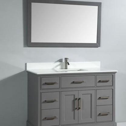 Vanity Art Genoa 60" Single Gray Freestanding Modern Bathroom Vanity Set With Super White Engineered Marble Top, White Ceramic Sink, Backsplash and Mirror