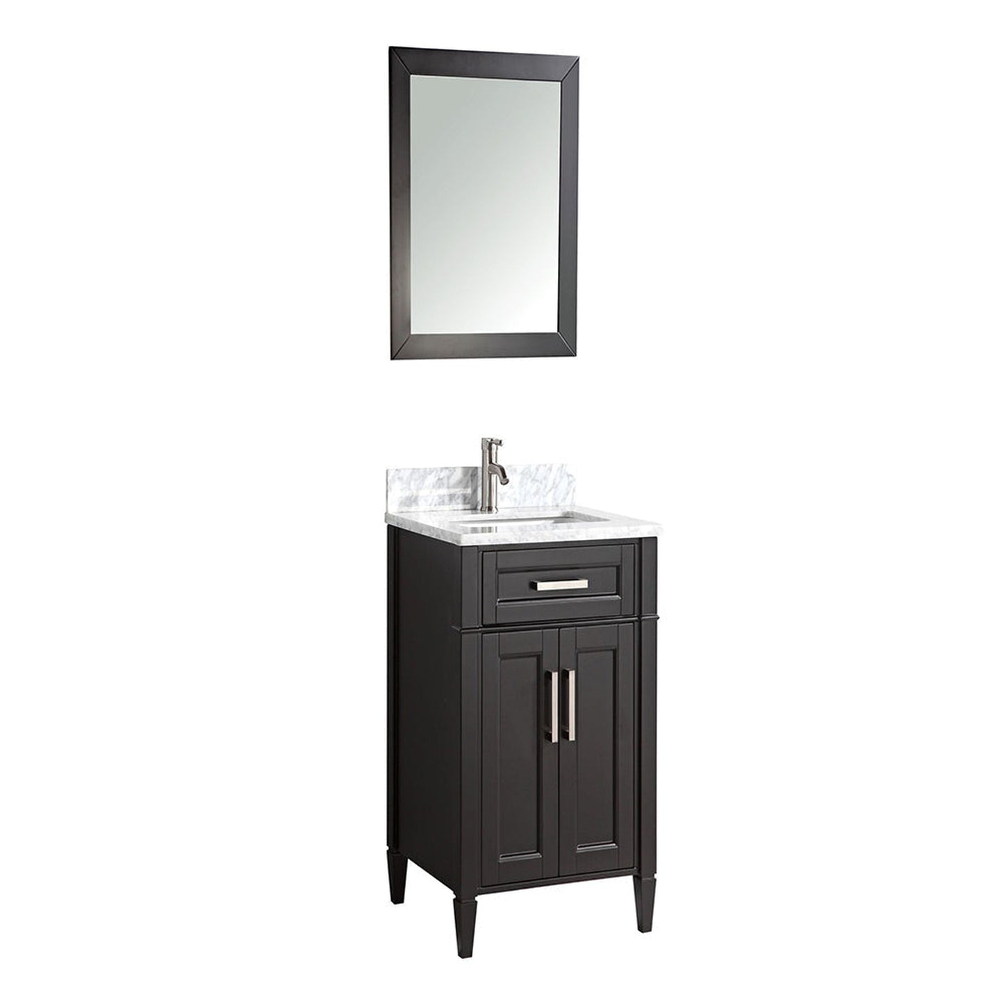 Vanity Art Savona 24" Single Espresso Freestanding Modern Bathroom Vanity Set With Carrara Marble Top, Undermount Ceramic Sink, 1 Dovetail Drawer Cabinet, Backsplash and Mirror