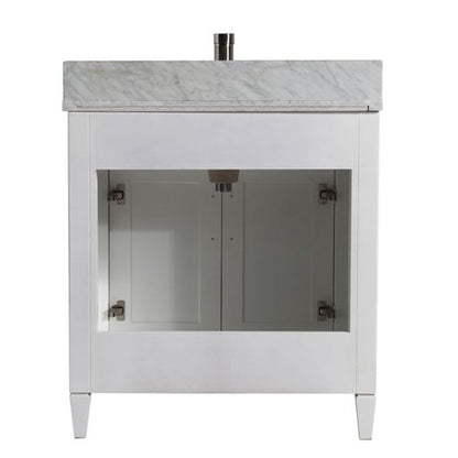 Vanity Art Savona 24" Single White Freestanding Modern Bathroom Vanity Set With Carrara Marble Top, Undermount Ceramic Sink, 1 Dovetail Drawer Cabinet, Backsplash and Mirror