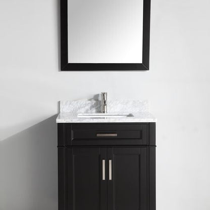 Vanity Art Savona 30" Single Espresso Freestanding Modern Bathroom Vanity Set With Carrara Marble Top, Undermount Ceramic Sink, 1 Dovetail Drawer Cabinet, Backsplash and Mirror
