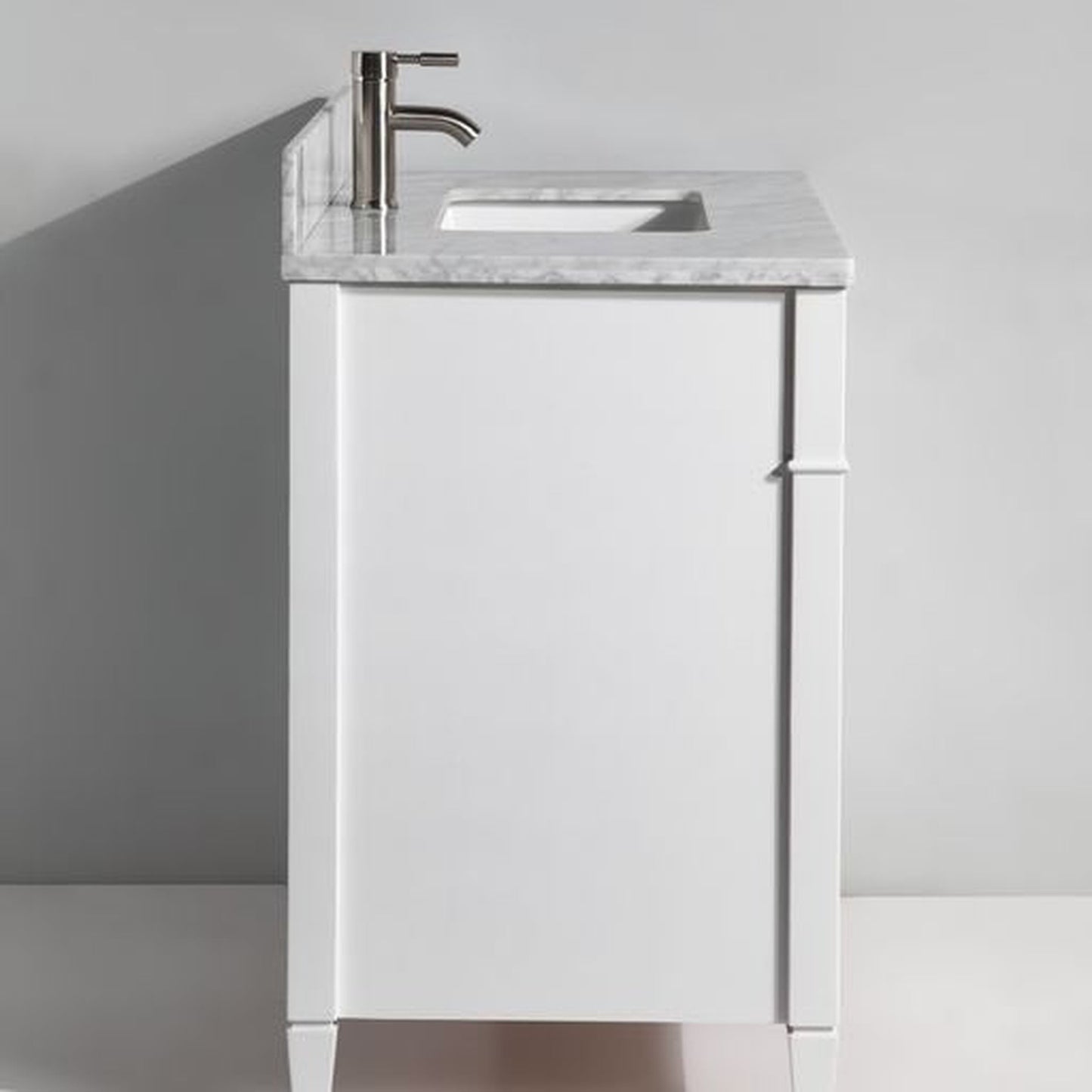 Vanity Art Savona 36" Single White Freestanding Modern Bathroom Vanity Set With Carrara Marble Top, Undermount Ceramic Sink, 3 Dovetail Drawer Cabinet, Backsplash and Mirror
