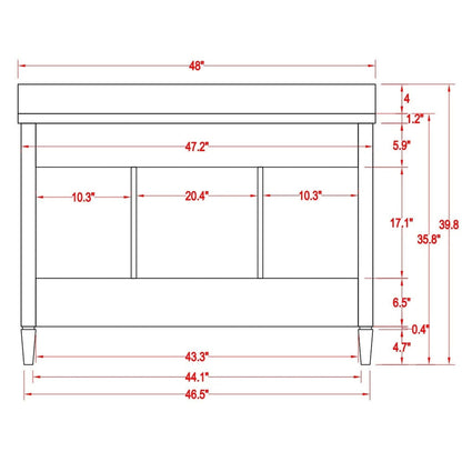 Vanity Art Savona 48" Single White Freestanding Modern Bathroom Vanity Set With Carrara Marble Top, Undermount Ceramic Sink, 7 Dovetail Drawer Cabinet, Backsplash and Mirror