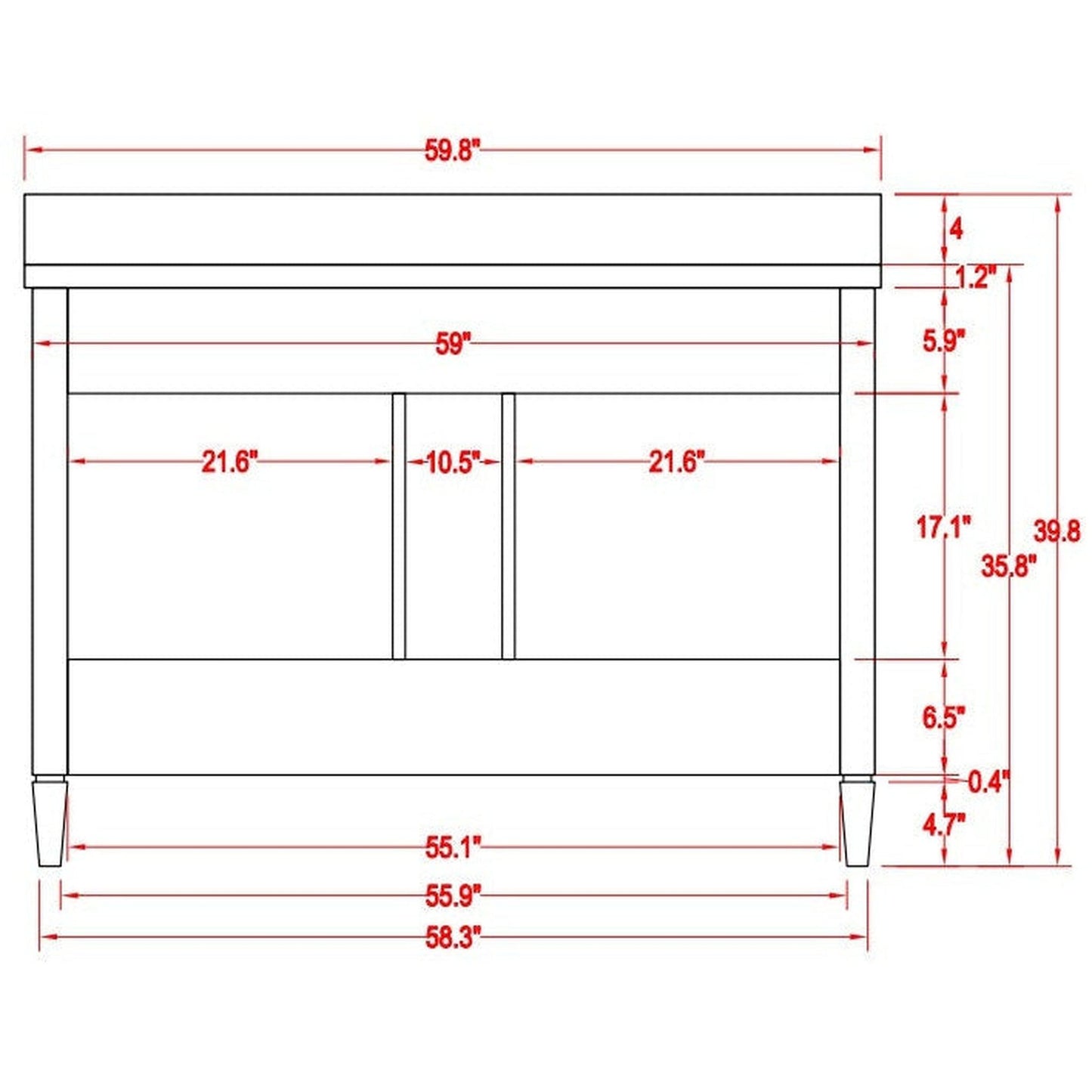 Vanity Art Savona 60" Double White Freestanding Modern Bathroom Vanity Set With Carrara Marble Top, Undermount Ceramic Sink, 5 Dovetail Drawer Cabinet, Backsplash and Mirror