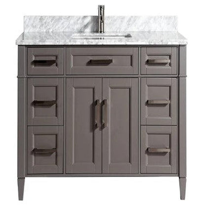 Vanity Art Savona 60" Single Gray Freestanding Modern Bathroom Vanity Set With Carrara Marble Top, Undermount Ceramic Sink, 7 Dovetail Drawer Cabinet, Backsplash and Mirror