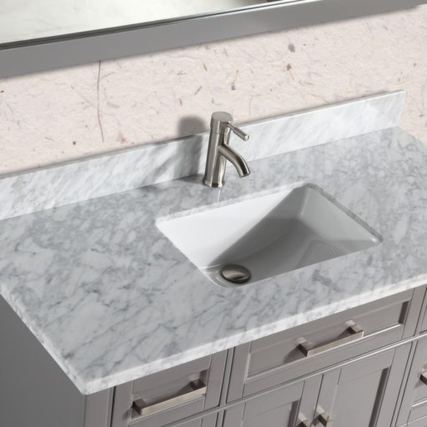 Vanity Art Savona 60" Single Gray Freestanding Modern Bathroom Vanity Set With Carrara Marble Top, Undermount Ceramic Sink, 7 Dovetail Drawer Cabinet, Backsplash and Mirror