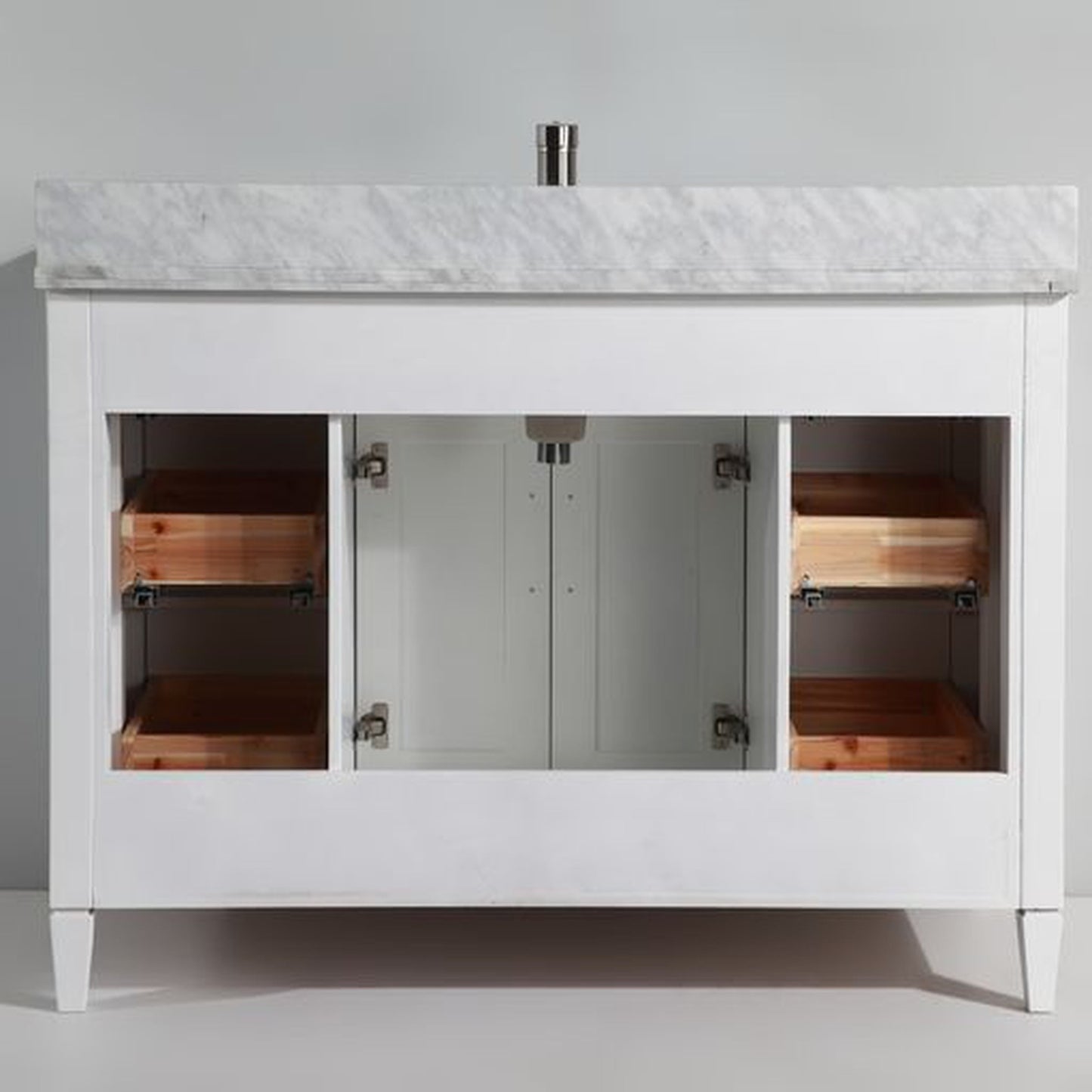 Vanity Art Savona 60" Single White Freestanding Modern Bathroom Vanity Set With Carrara Marble Top, Undermount Ceramic Sink, 7 Dovetail Drawer Cabinet, Backsplash and Mirror
