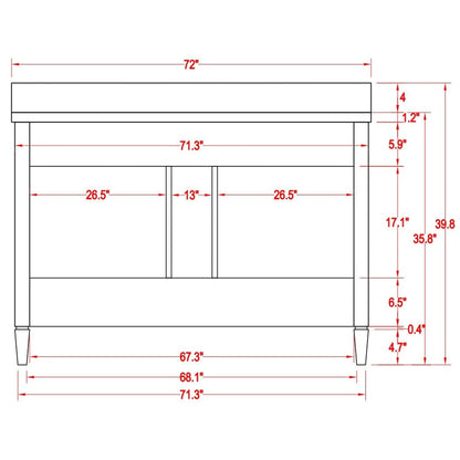 Vanity Art Savona 72" Double Espresso Freestanding Modern Bathroom Vanity Set With Carrara Marble Top, Undermount Ceramic Sink, 5 Dovetail Drawer Cabinet, Backsplash and 2 Mirrors