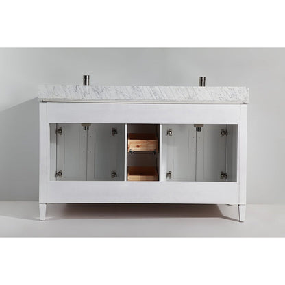 Vanity Art Savona 72" Double White Freestanding Modern Bathroom Vanity Set With Carrara Marble Top, Undermount Ceramic Sink, 5 Dovetail Drawer Cabinet, Backsplash and 2 Mirrors