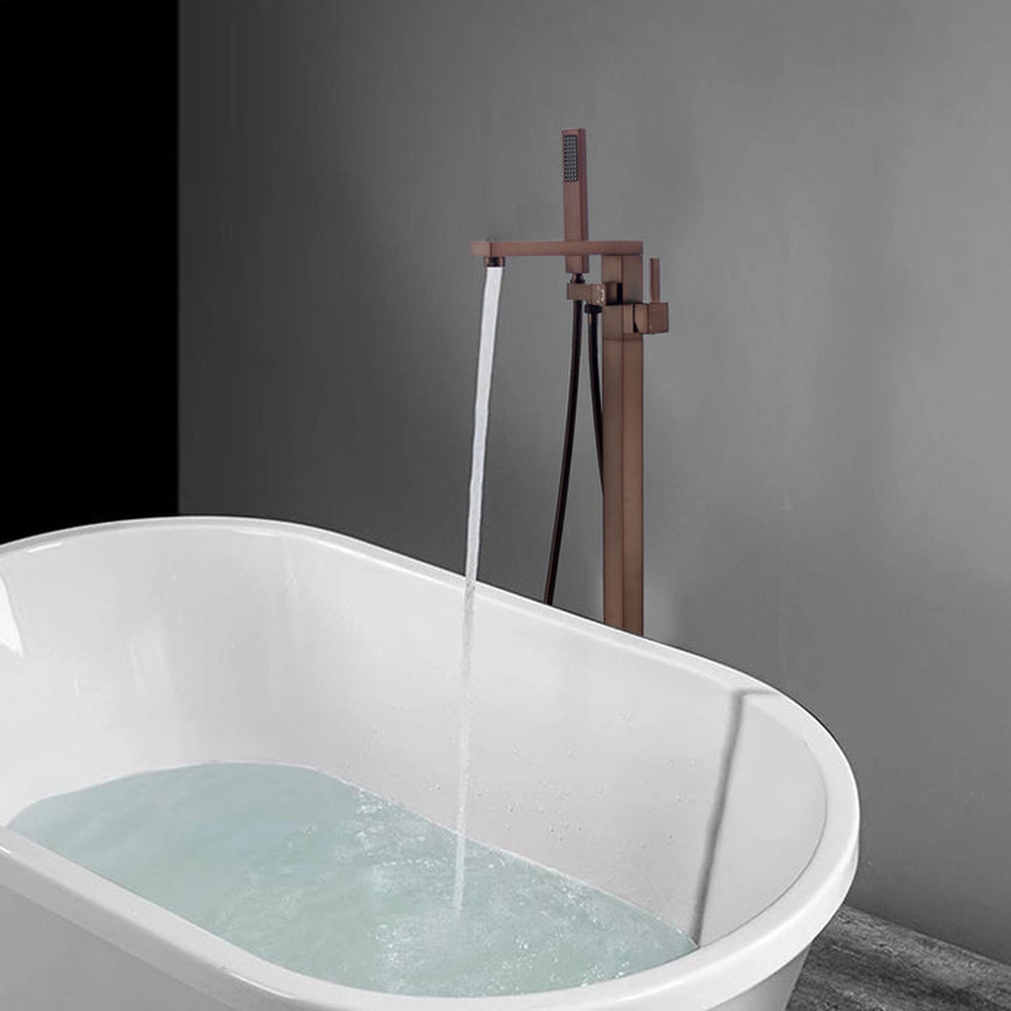 Vanity Art VA2011 34" Oil Rubbed Bronze Freestanding Floor Mounted Bathtub Faucet With Handheld Shower