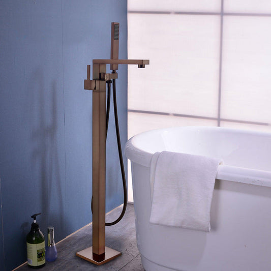 Vanity Art VA2011 34" Oil Rubbed Bronze Freestanding Floor Mounted Bathtub Faucet With Handheld Shower