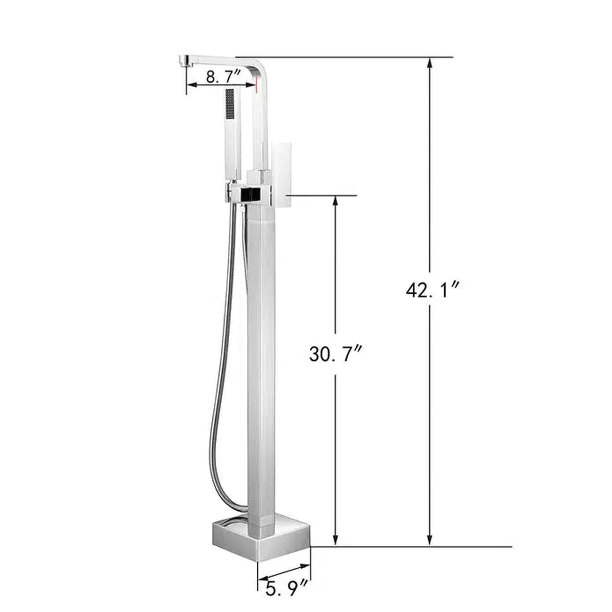 Vanity Art VA2016 42" Brushed Nickel Freestanding Waterfall Bathtub Faucet With Handheld Shower