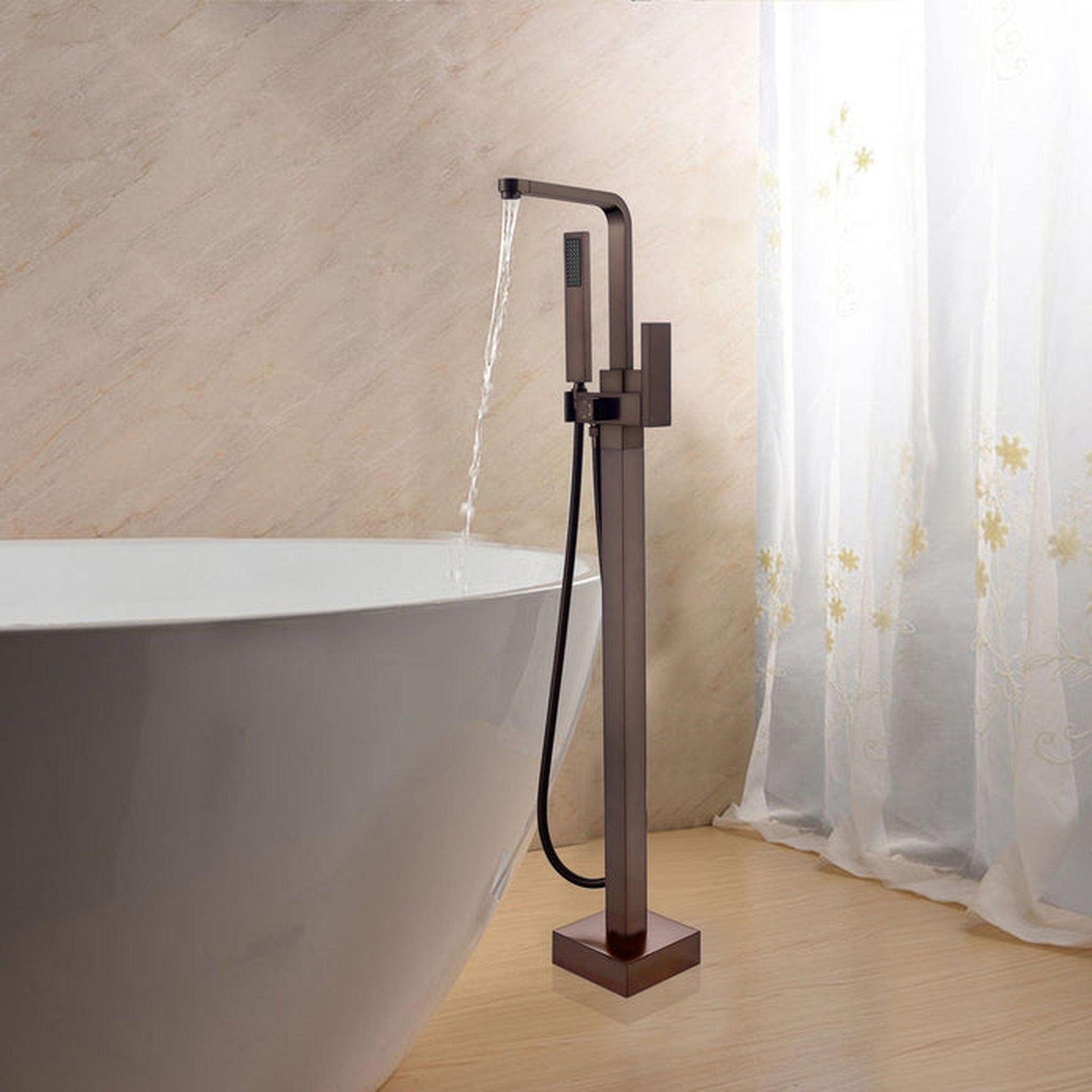 Vanity Art VA2016 42" Oil Rubbed Bronze Freestanding Waterfall Bathtub Faucet With Handheld Shower