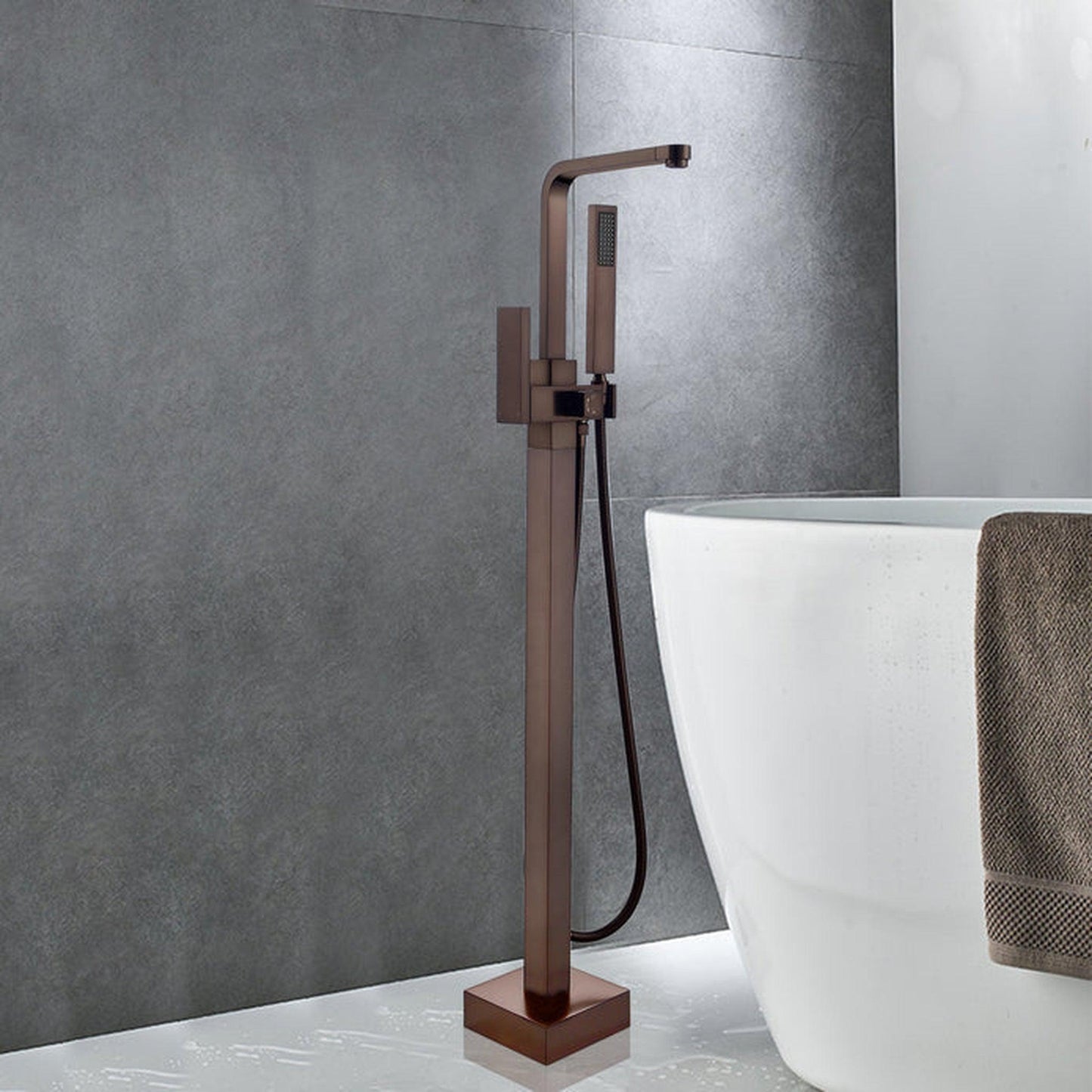 Vanity Art VA2016 42" Oil Rubbed Bronze Freestanding Waterfall Bathtub Faucet With Handheld Shower