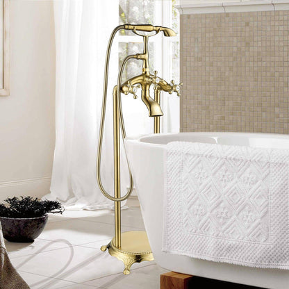 Vanity Art VA2019 40" Brushed Bronze Freestanding Floor Mounted Bathtub Faucet With Handheld Shower