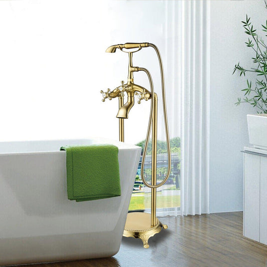 Vanity Art VA2019 40" Brushed Bronze Freestanding Floor Mounted Bathtub Faucet With Handheld Shower