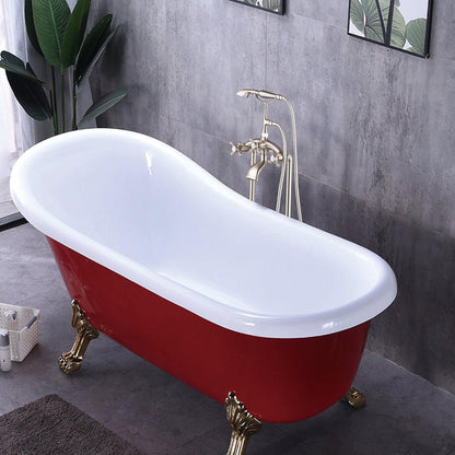 Vanity Art VA2019 40" Brushed Nickel Freestanding Floor Mounted Bathtub Faucet With Handheld Shower