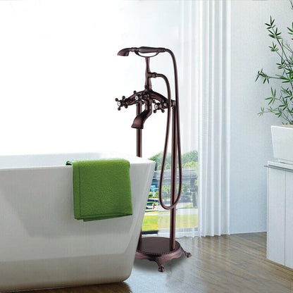 Vanity Art VA2019 40" Oil Rubbed Bronze Freestanding Floor Mounted Bathtub Faucet With Handheld Shower