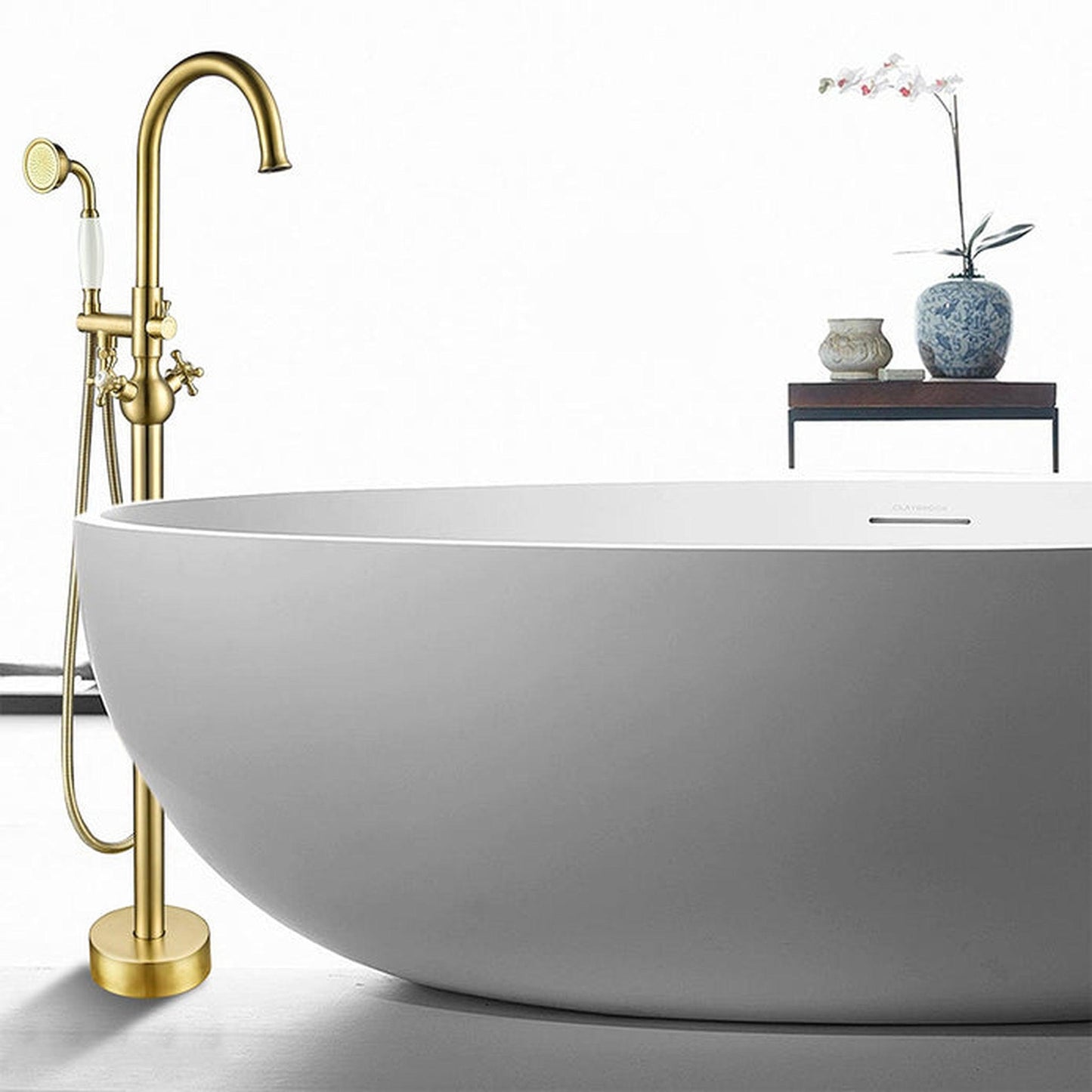 Vanity Art VA2029 47" H Brushed Bronze Freestanding Floor Mounted Bathtub Faucet With Handheld Shower