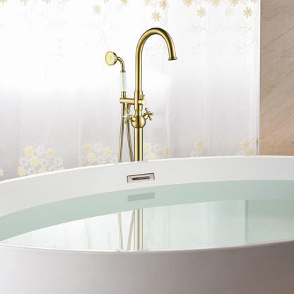 Vanity Art VA2029 47" H Brushed Bronze Freestanding Floor Mounted Bathtub Faucet With Handheld Shower