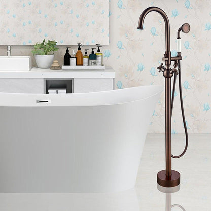 Vanity Art VA2029 47" H Oil Rubbed Bronze Freestanding Floor Mounted Bathtub Faucet With Handheld Shower