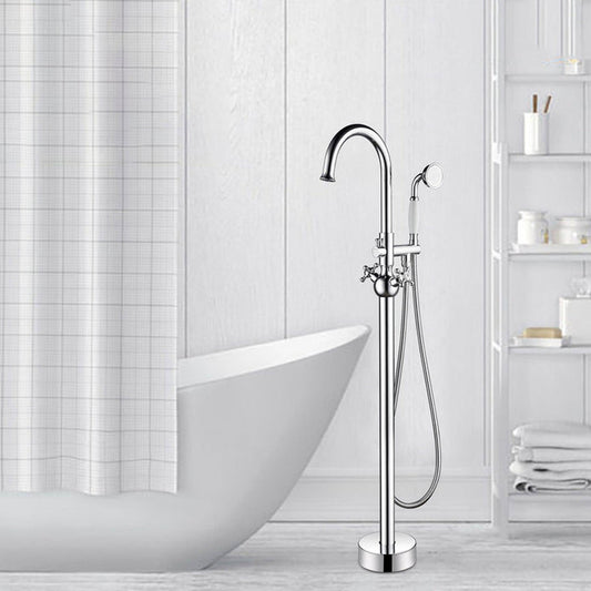 Vanity Art VA2029 47" Polished Chrome Freestanding Floor Mounted Bathtub Faucet With Handheld Shower