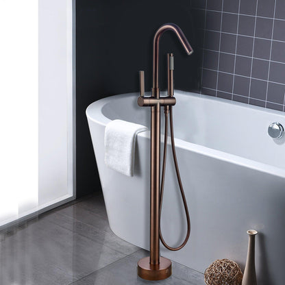 Vanity Art VA2034 40" Oil Rubbed Bronze Freestanding Floor Mounted Bathtub Faucet With Handheld Shower and Single Diverter Knob