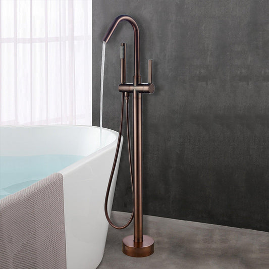 Vanity Art VA2034 40" Oil Rubbed Bronze Freestanding Floor Mounted Bathtub Faucet With Handheld Shower and Single Diverter Knob
