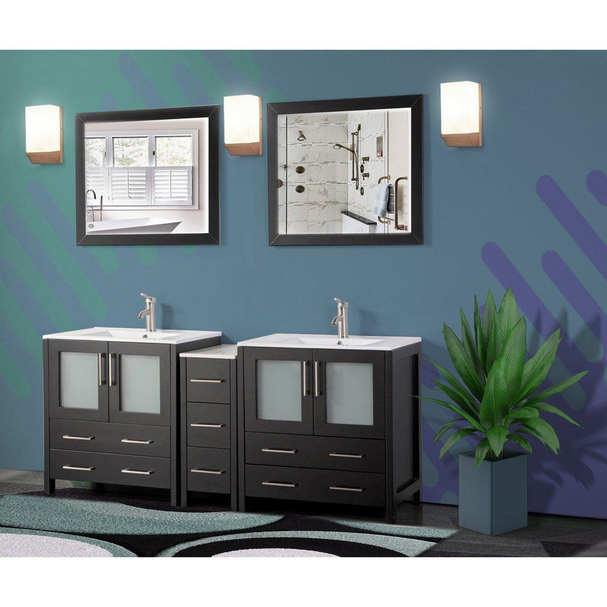 30 Bathroom Vanity with Single Sink,Modern Bathroom Storge Cabinet with  Door and Open Shelves,Freestanding Bathroom Sink Vanity Combo,Metal  Frame,Easy Assemble,Black