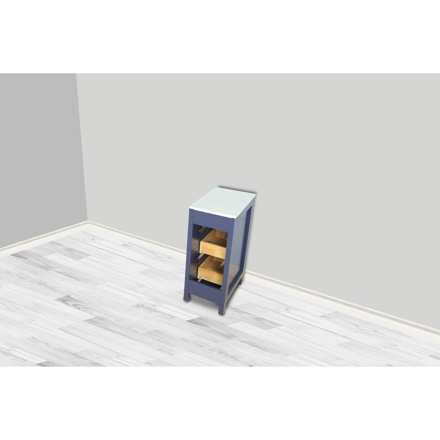 Vanity Art VA3012 12" Blue Freestanding Oak Vanity Cabinet With Stone Top and Soft Closing Drawers