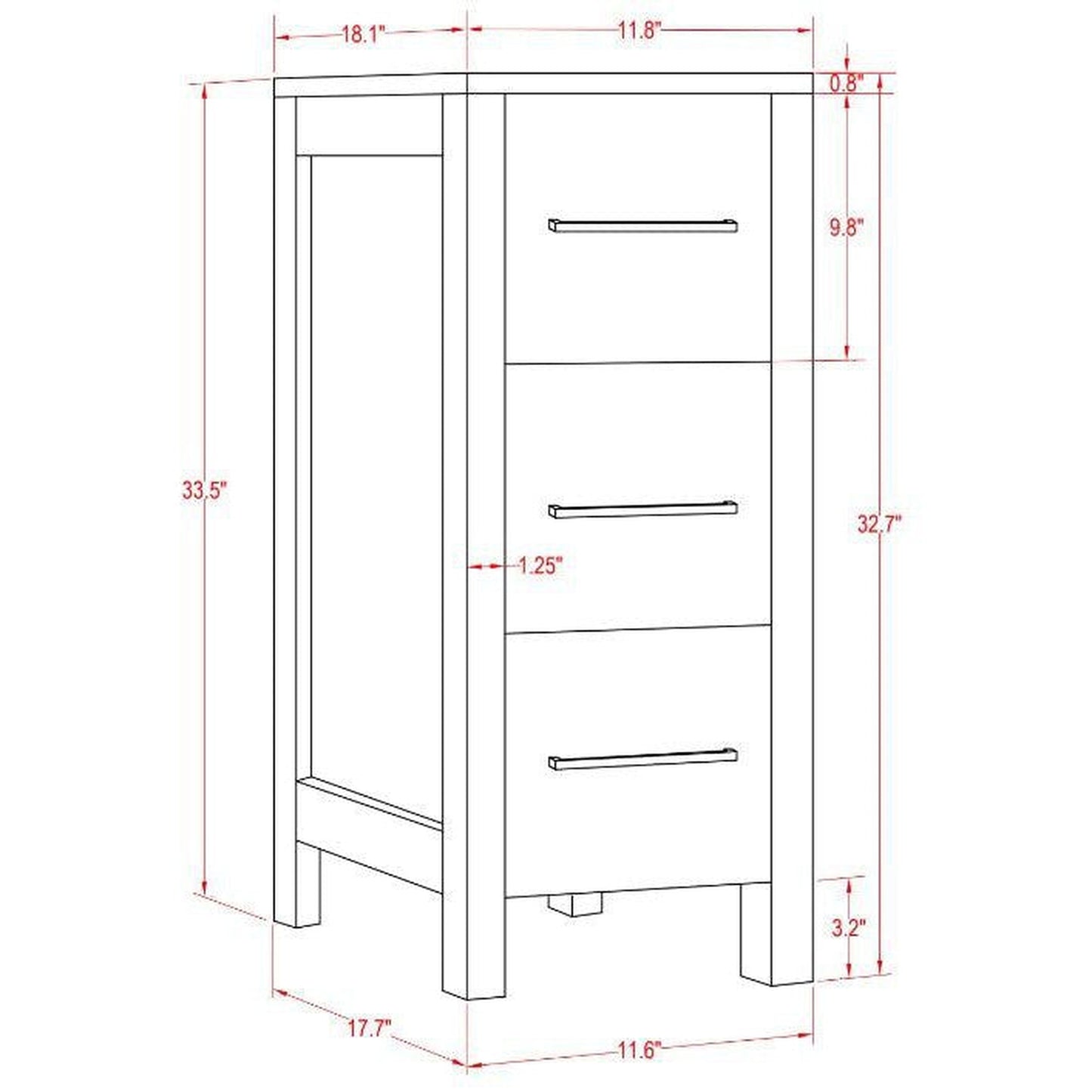 Vanity Art VA3012 12" Espresso Freestanding Oak Vanity Cabinet With Stone Top and Soft Closing Drawers