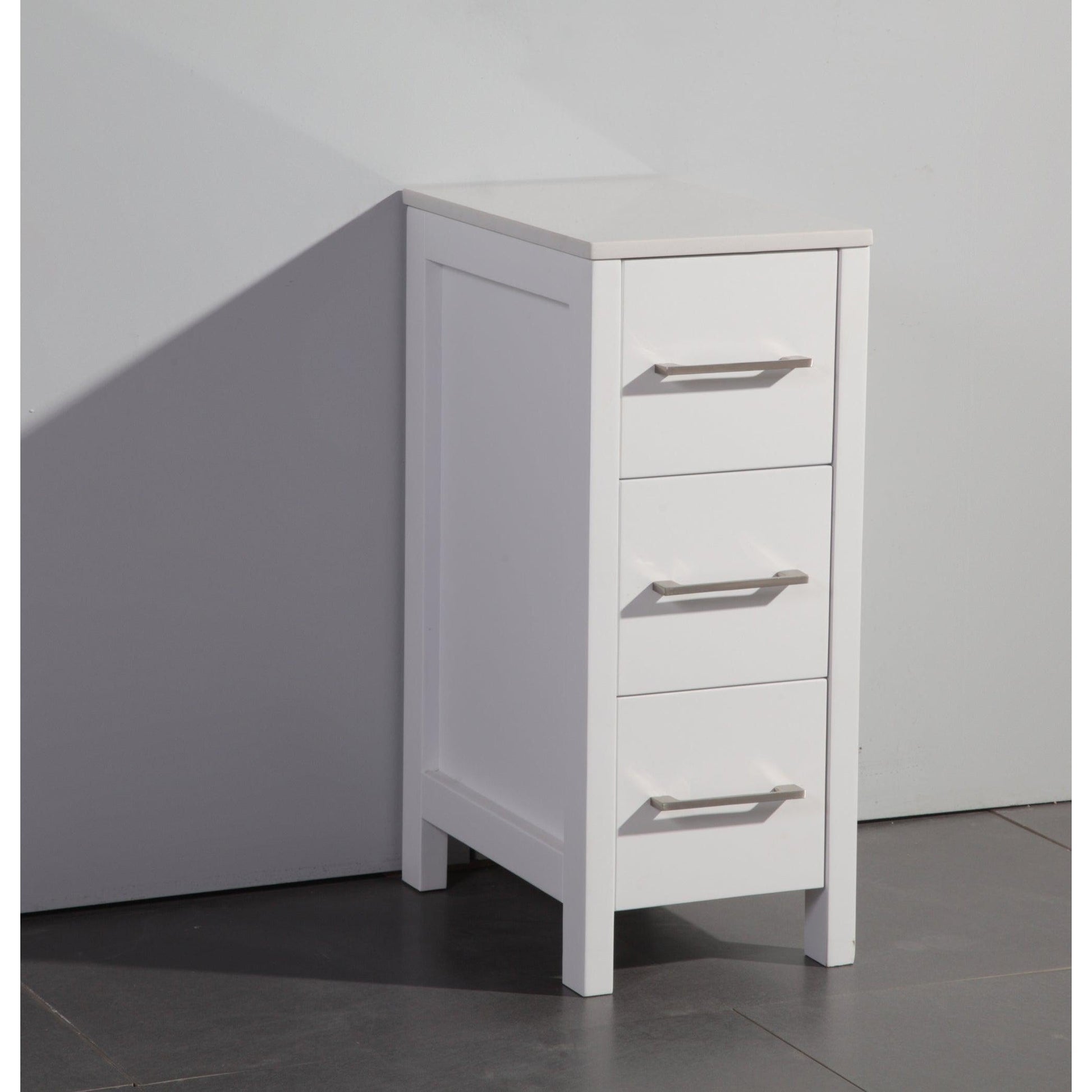 Vanity Art VA3012 12" White Freestanding Oak Vanity Cabinet With Stone Top and Soft Closing Drawers