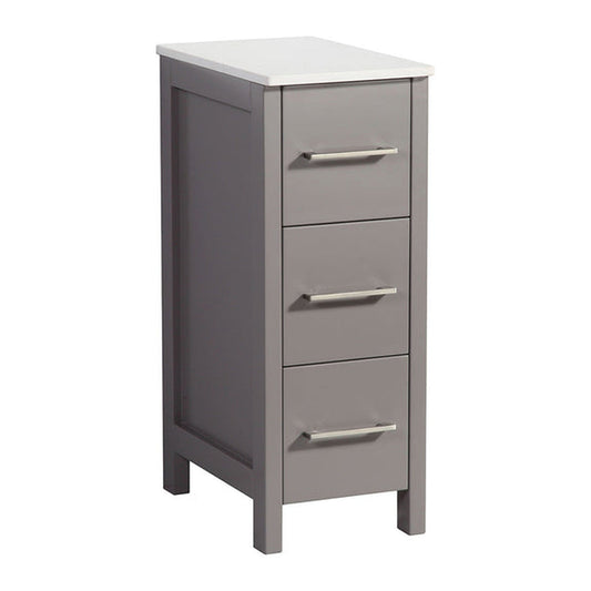 Vanity Art VA3112 12" Gray Freestanding Vanity Cabinet With Engineered Marble Top and 3-Soft Closing Drawers